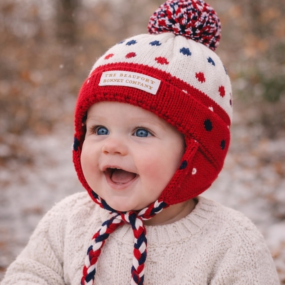 TBBC The Beaufort Bonnet Company Knit Pom Pom Hat | Red White Blue | 6-18M